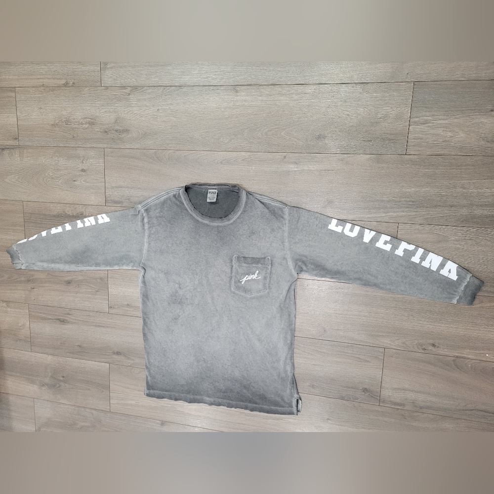 Victoria's Secret PINK Gray Long Sleeve Tee - Women's Size Large - Picture 3 of 6